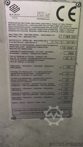 Laserový řezací stroj BLM LASERTUBE LT FIBER EVO TUBE LASER