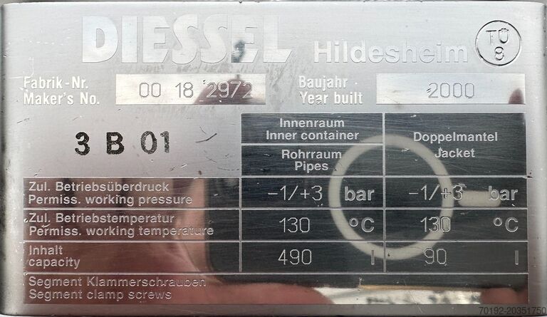 490 liters mobil opvarmelig/kølelig trykbeholder i V4A Diessel 9814