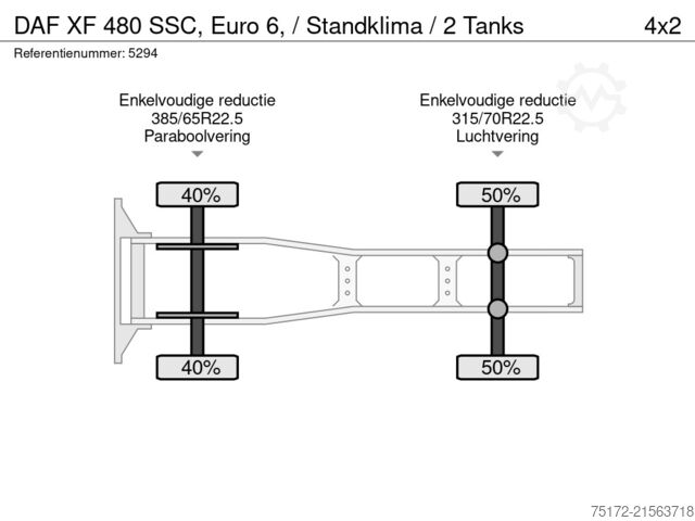 Estándar-SZM DAF XF 480 SSC, Euro 6, / Standklima / 2 Tanks