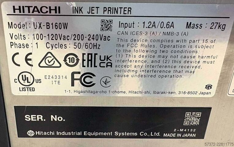 Stampante industriale a getto d'inchiostro Hitachi UX-B160W