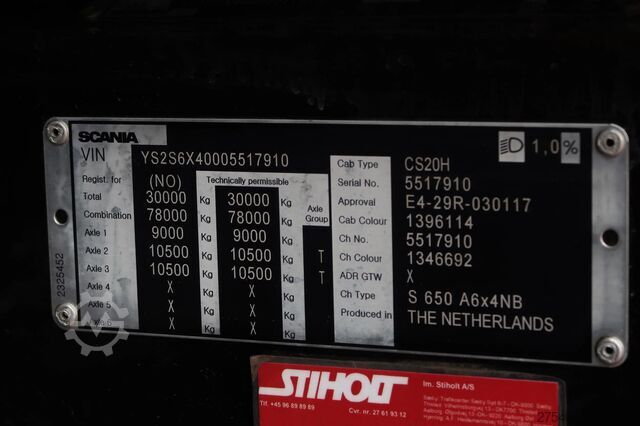 Standard-SZM Scania S650 V8 NGS 6X4NB/ FULL AIR/ RETARDER/ HYDRAULI...