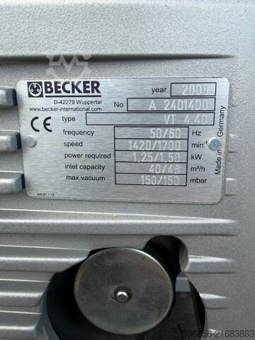 Becker VT 4.40 – 40 m³/h 1.25 kW Becker VT 4.40 – 40 m³/h 1.25 kW Becker VT 4.40 – 40 m³/h 1.25 kW