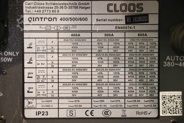 Equipamento de soldagem MIG/MAG 500 A CLOOS Qintron 400 FC 100E-KIT