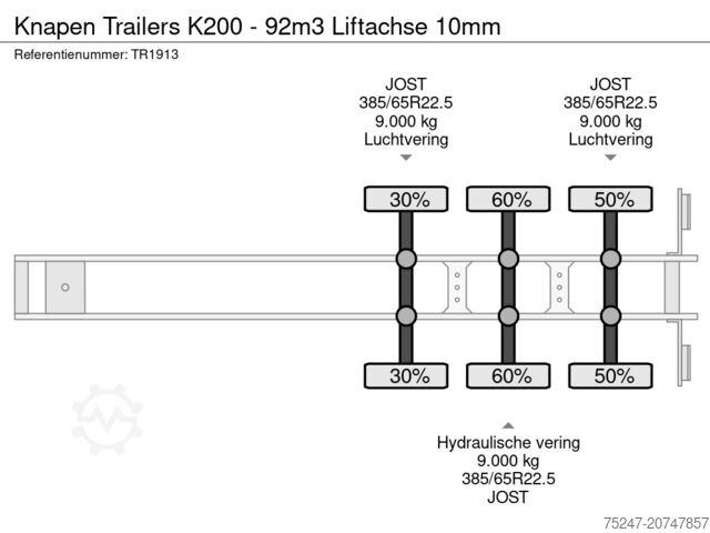 Moving floor Knapen Trailers K200 - 92m3 Liftachse 10mm