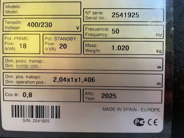 Generator set Kubota V2203M - 20 kVA Stage V - DPX-19003