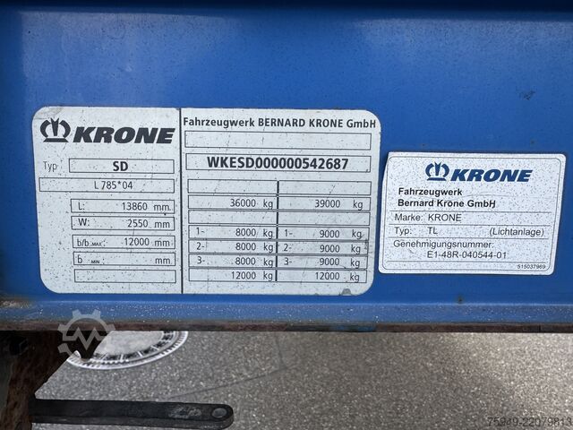 Mega oplegger met laadvloer & zeil Krone SD MegaLiner, 3m, Liftachse, BPW Achsen