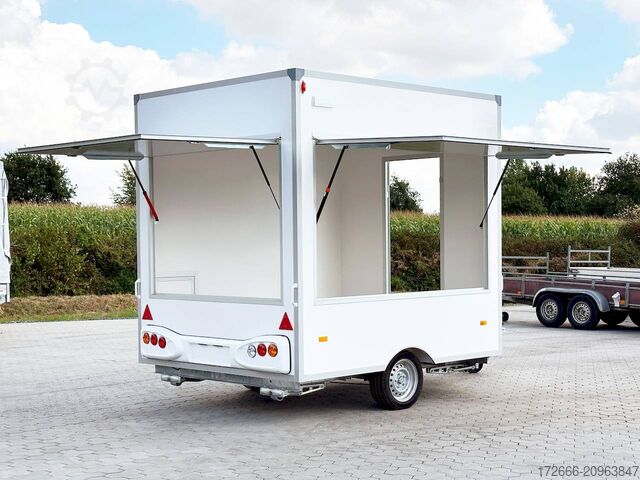 Remorque de vente Blyss H15252HN | WEISS 250X203X230CM 1500KG VERKAUFSANHÄNGER | 2X VERKAUFSKLAPPE