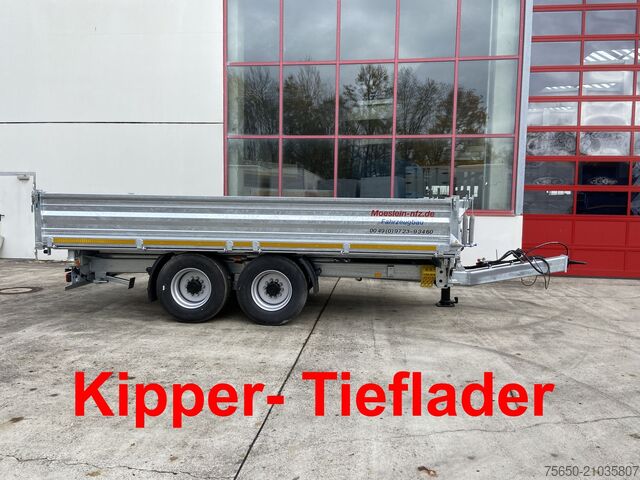 Reboque basculante Möslein TTD 14  5,70 m  14 t Tandem- Kipper Tieflader 5,70 m lang, Breite Reifen-- Neufahrzeug --