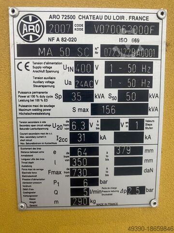 AC-puntlasmachine, projectielasmachine, AC-weerstandslasmachine ARO MA 50 SC