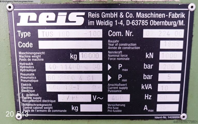 Spotting press REIS TUS100 OK100