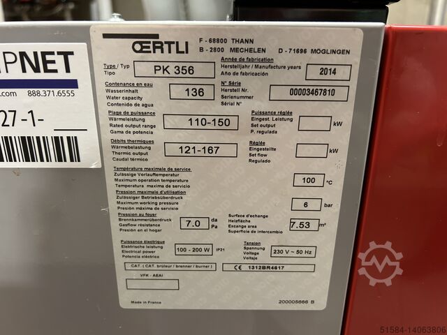 Hot water boiler Oertli PK356