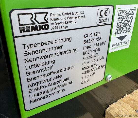 Teplovzdušná kamna, dílenská kamna, halové vytápění Remko CLK 120 mit Ölbrenner