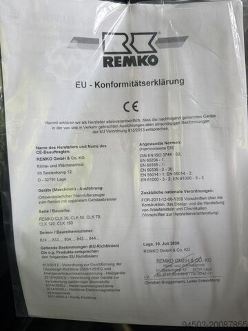 Teplovzdušná kamna, dílenská kamna, halové vytápění Remko CLK 120 mit Ölbrenner