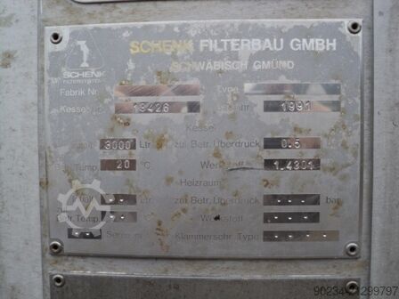 70 Sq. M., 1850 Litre, Schenk Horizontal Leaf, Vertical Tank Pressure Leaf Filter Schenk ZHF-S70-Z-C3