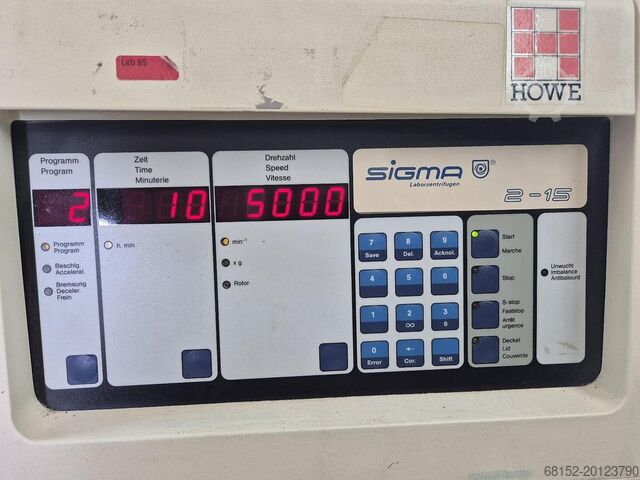 Sigma 2-15 centrifuge + accessoires Sigma 2-15 Centrifuge 2-15