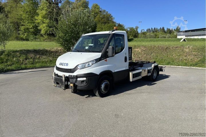 Kampós konténerszállító teherautó Iveco 70C17 Haken / Kehricht / WD