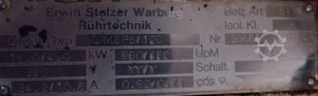 Vrtulové míchadlo 18kW míchadlo Erwin Stelzer Warburg DRK8P6/12D