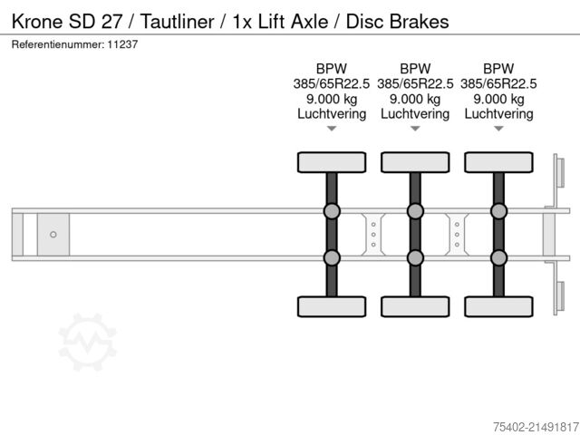 Lonas deslizantes Krone SD 27 / Tautliner / 1x Lift Axle / Disc Brakes