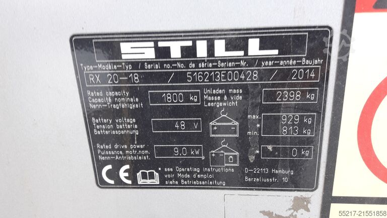 Gaffeltruck ID-nr. E00428 STILL RX20 - 18