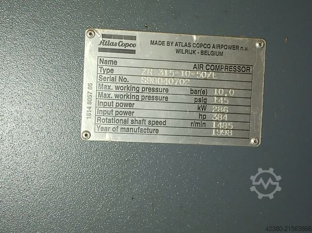 Schroefcompressor Atlas Copco 6000V ZR 315-10-50/E