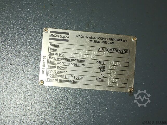 Schroefcompressor Atlas Copco 6000V ZR 315-10-50/E