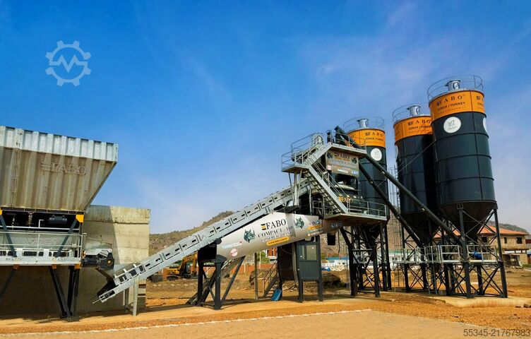 Usina de concreto / central de concreto FABO Concrete Batching Plant 160 m3 Compact Concrete Batching Plant