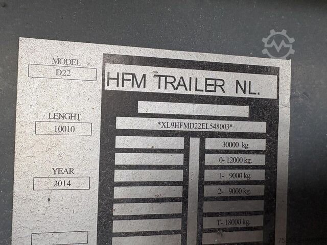 Posuvné plachty Hfm Trailers D22 2-Axle / 10 Meter / Dolly-LZV / Loading Lift