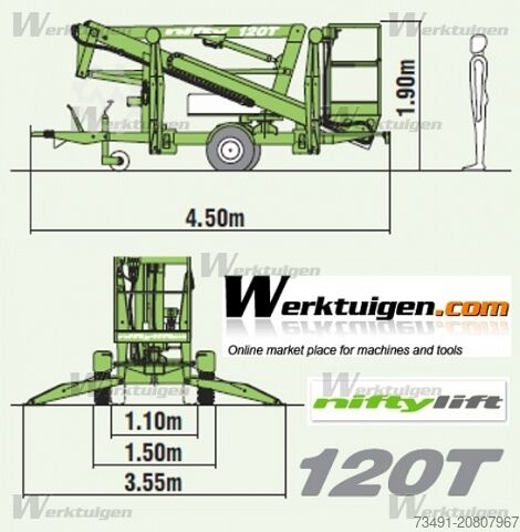 Trailer with working platform Niftylift 120 TE