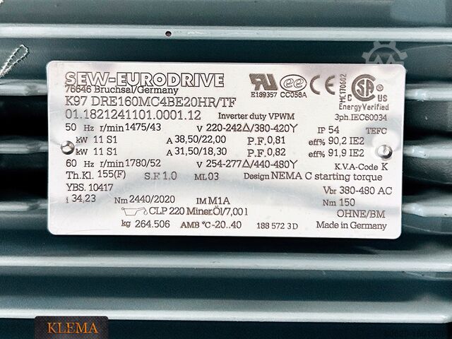 SEW Getriebe-Motor mit Steuerung/Umforme SEW-EURODRIVE K97 DRE160MC4BE20HR/TF