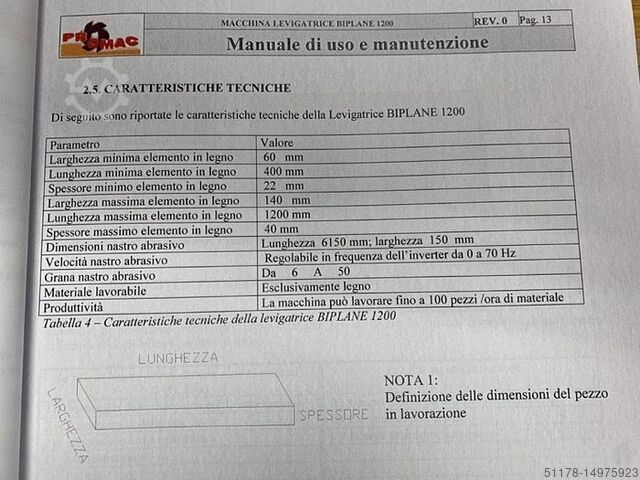 Elementslipmaskin/hyvel, elektronisk, med automatisk in- och utmatning, fabrikat Promac Promac BIPLANE 1200
