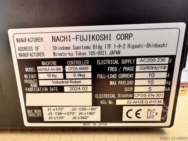 Industriële robot NACHI MZ10LF 2024 MODEL