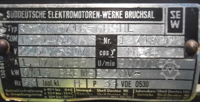 Tandwielmotor 0,18 kW 150 tpm SEW-EURODRIVE R52WD/1B-6BSHL