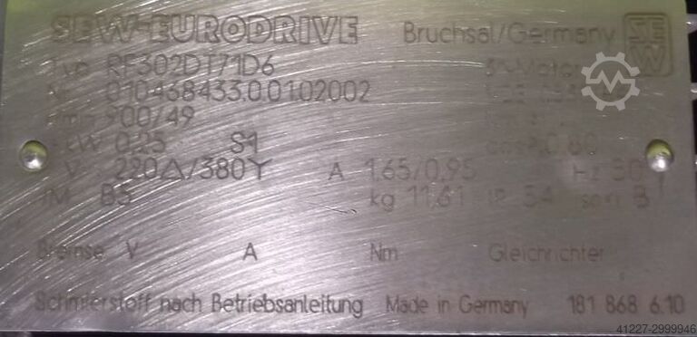 Motorreductor 0,25 kW 49 rpm SEW EURODRIVE RF302DT71D6