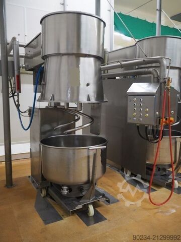 Használt rozsdamentes acél Grieser VPL 350 típusú planetáris keverő keverőedényekkel. GRIESER VPL 350