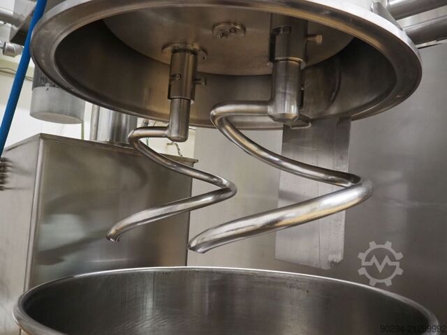 Használt rozsdamentes acél Grieser VPL 350 típusú planetáris keverő keverőedényekkel. GRIESER VPL 350