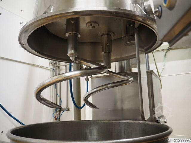 Használt rozsdamentes acél Grieser VPL 350 típusú planetáris keverő keverőedényekkel. GRIESER VPL 350