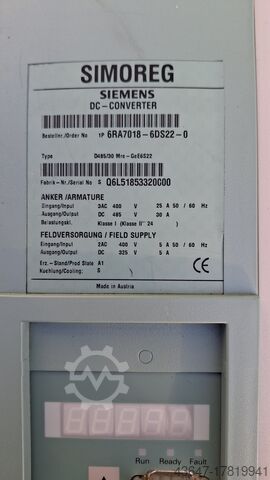 Měnič stejnosměrného proudu 14,5 kW, Siemens D485/30 Siemens D485/30 Mre-GeE6S22