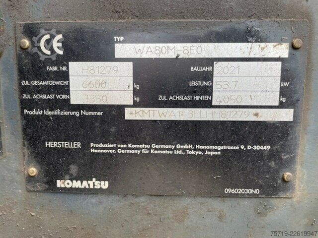 Furgon Komatsu Komatsu WA 80M-8E0