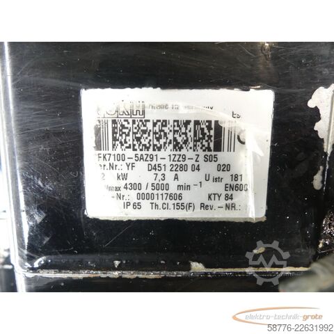 Vezérlőegység KUKA 1FK7100-5AZ91-1ZZ9-Z S05 Servomotor SN: YFD451228004020