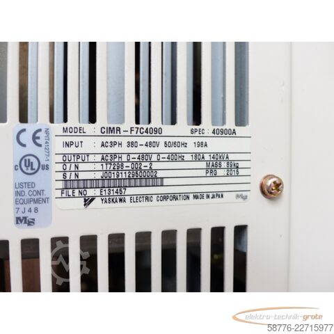 Componente Yaskawa CIMR - F7C4090 Frequenzumrichter SN:J00191129500002
